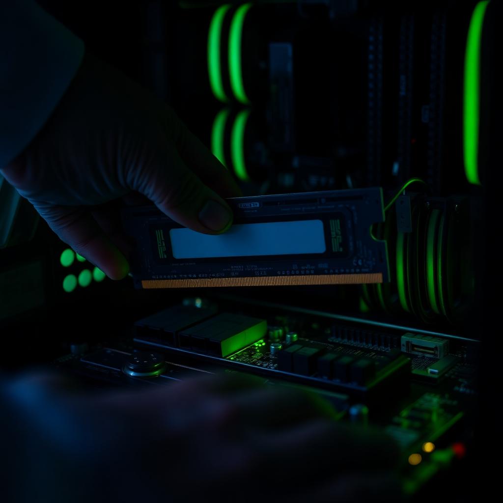 Técnico instalando memoria RAM